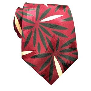 Polo Ralph Lauren Abstract Botanical 100% Silk Tie HandMade Made USA Red EUC